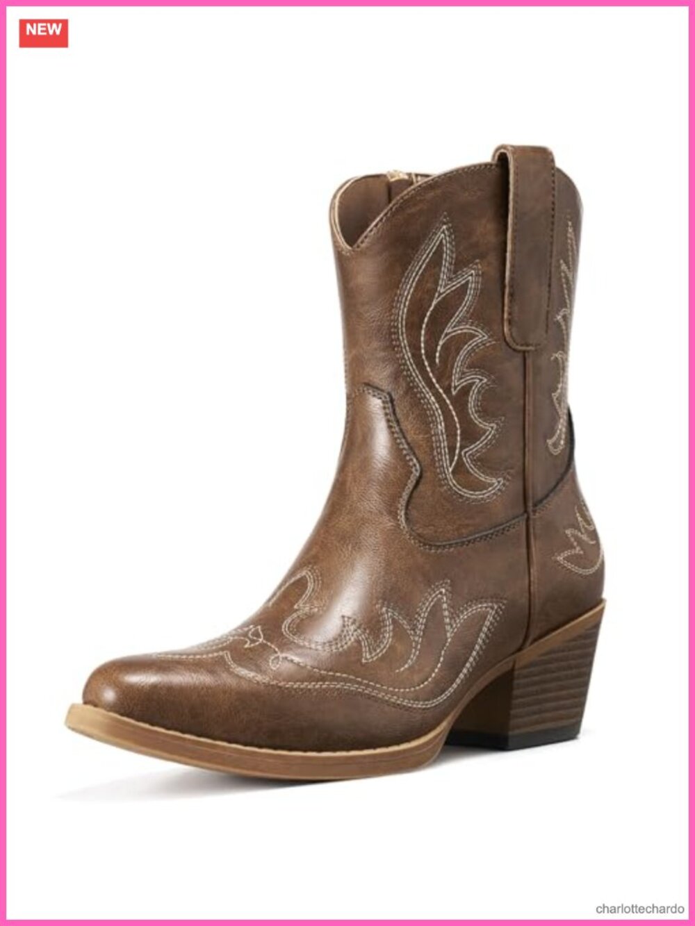 Cowboy Ankle Boots for Women, Ladies Short Cowgirl Boots, PU Leather & Rubber,